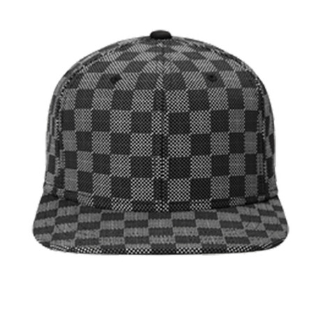Checker Flat Brim Baseball Cap // Gray