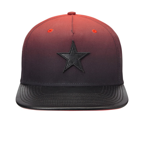 Faded Flat Brim Snapback Baseball Cap // Black + Red