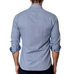 Long-Sleeve Button-Up // Blue + White Boxes (M)