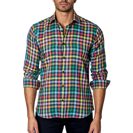 Long-Sleeve Button-Up // Multi Plaid (S)