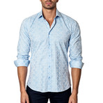 Long-Sleeve Button-Up // Baby Blue Jacquard (L)