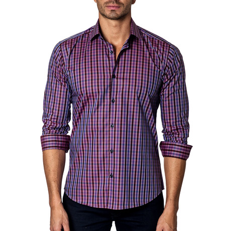 Long-Sleeve Button-Up // Purple Plaid (S)