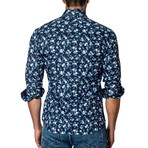 Long-Sleeve Button-Up // Navy Flower (S)