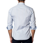 Long-Sleeve Button-Up // White + Pin Stripes (S)