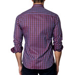 Long-Sleeve Button-Up // Purple Plaid (L)