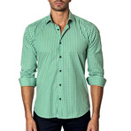 Long-Sleeve Button-Up // Green Gingham (L)