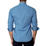 Long-Sleeve Button-Up // Blue Squares (L)