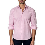 Long-Sleeve Button-Up // Pink Dots (M)