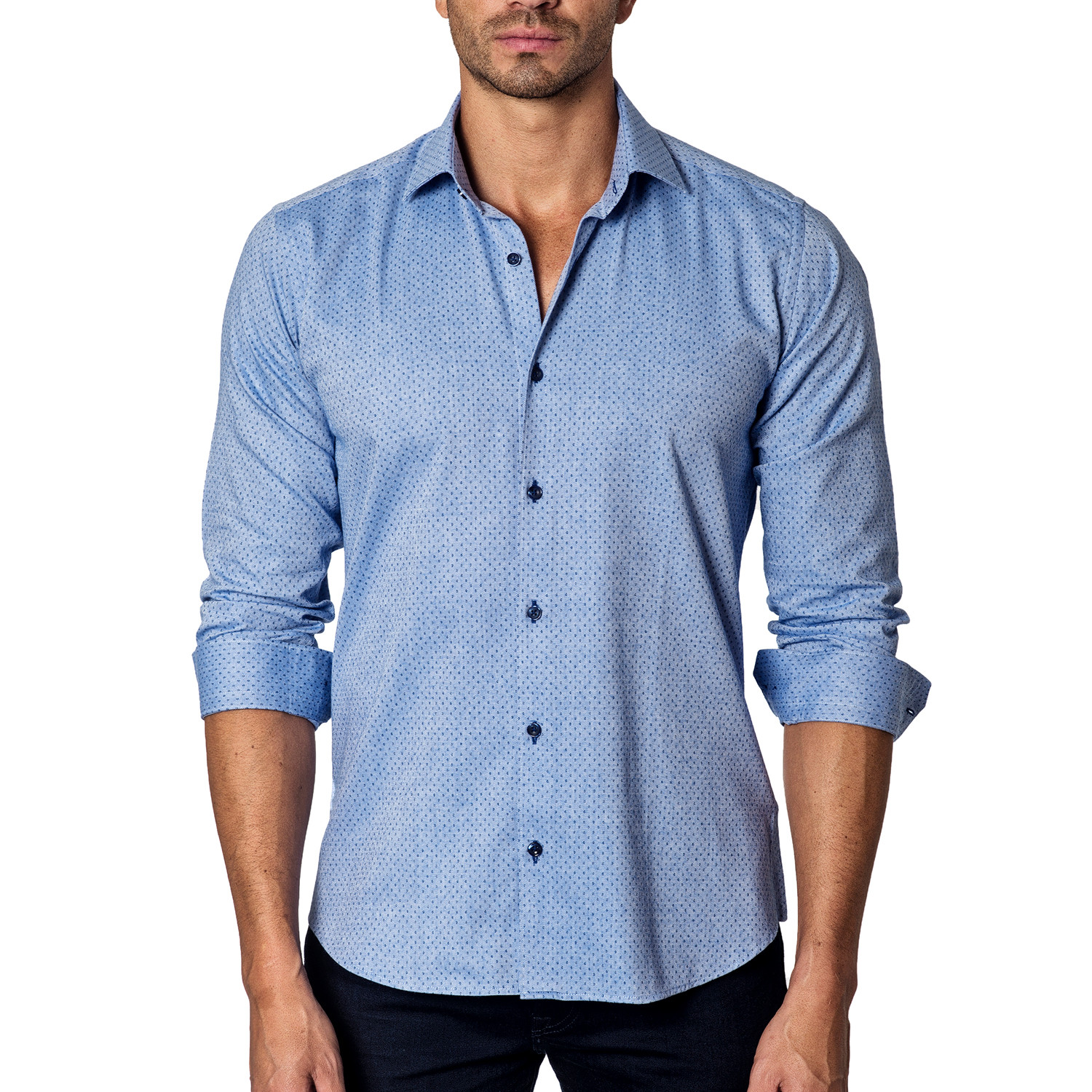 Long-Sleeve Button-Up // Blue Dots (S) - Unsimply Stitched - Touch of ...