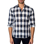 Long-Sleeve Button-Up // Black + White Check (M)