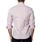 Long-Sleeve Button-Up // Light Pink Check (L)
