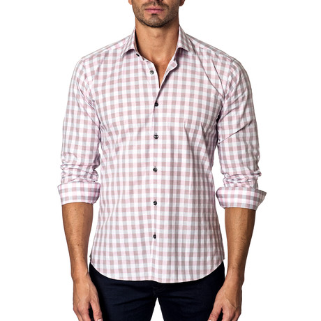 Long-Sleeve Button-Up // Light Pink Check (S)