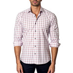 Long-Sleeve Button-Up // Light Pink Check (M)