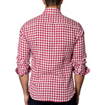 Long-Sleeve Button-Up // Red + White Check (XL)
