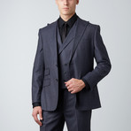 2 Button Double Breasted High Peak Lapel Vested Wool Suit // Gray Donegal (US: 40R)