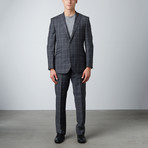 2BSV Windowpane Peak Lapel Pick Stitch Suit // Gray + Light Gray (US: 38R)