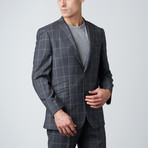 2BSV Windowpane Peak Lapel Pick Stitch Suit // Gray + Light Gray (US: 40R)