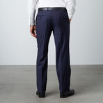 2 Button Windowpane Notch Lapel Wool Suit // Navy Blue (US: 40S)