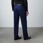 2 Button Notch Lapel Pick Stitch Wool Suit // Dark Blue + Electric Blue Plaid (US: 40L)