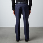 2 Button Peak Lapel Pick Stitch Wool Suit // Blue + Brown Tan Plaid (US: 44R)