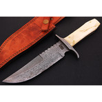 Damascus Scrimshaw Bowie // BK0055