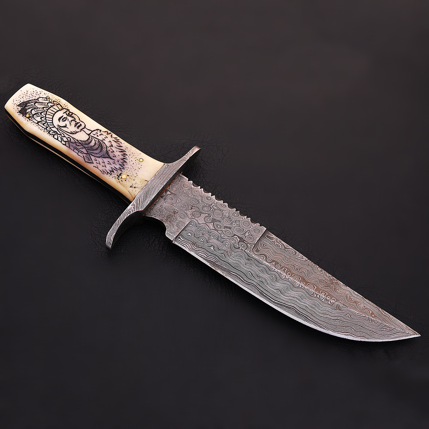 Damascus Scrimshaw Bowie // BK0055 - Black Forge Knives - Touch of Modern