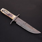 Damascus Scrimshaw Bowie // BK0055