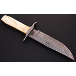 Damascus Scrimshaw Bowie // BK0055