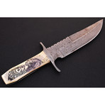 Damascus Scrimshaw Bowie // BK0055