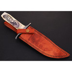 Damascus Scrimshaw Bowie // BK0055