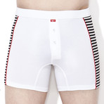 Side Stripe Boxer // White + Black (S)