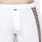 Side Stripe Boxer // White + Black (S)