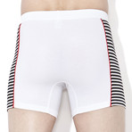 Side Stripe Boxer // White + Black (S)