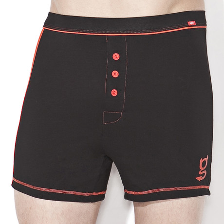 Contrast Piped Boxer // Black (S)