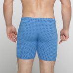 Square Print Long Boxer Brief // Blue (2XL)