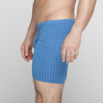 Square Print Long Boxer Brief // Blue (2XL)