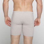 Square Print Long Boxer Brief // Gray (2XL)