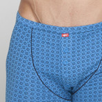 Square Print Long Boxer Brief // Blue (2XL)