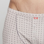 Square Print Long Boxer Brief // Gray (2XL)