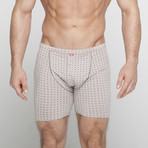 Square Print Long Boxer Brief // Gray (2XL)