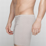 Square Print Long Boxer Brief // Gray (2XL)