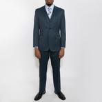 2 Button Windowpane Peak Lapel Vested Wool Suit // Teal Plaid (US: 40R)