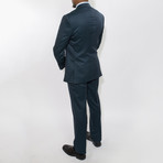 2 Button Windowpane Peak Lapel Vested Wool Suit // Teal Plaid (US: 46R)