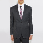 2 Button Tartan Plaid Notch Lapel Wool Suit // Charcoal Plaid (US: 40L)