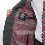 2 Button Tartan Plaid Notch Lapel Wool Suit // Charcoal Plaid (US: 36S)