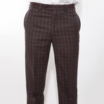 2 Button Plaid Notch Lapel Wool Suit // Burgundy Plaid (US: 42L)