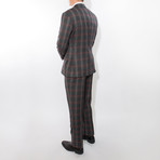 2 Button Madras Red Plaid Notch Lapel Vested Wool Suit // Medium Gray Plaid (US: 42R)