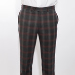 2 Button Madras Red Plaid Notch Lapel Vested Wool Suit // Medium Gray Plaid (US: 44R)