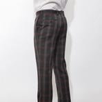 2 Button Madras Red Plaid Notch Lapel Vested Wool Suit // Medium Gray Plaid (US: 46L)