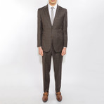 2 Button Plaid Peak Lapel Wool Suit // Brown Plaid (US: 40R)